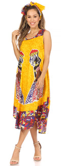 Sakkas Urbi Women's Casual African Print Beach Sleeveless Cover-up Caftan Dress#color_Print9
