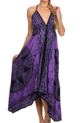 Sakkas Batik Medallion Handkerchief Hem Adjustable Dress#color_Navy/Purple