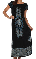 Sakkas Leilani Batik Maxi Dress#color_Black/Blue