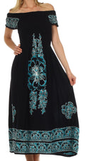 Sakkas Leilani Batik Maxi Dress#color_Black/Turquoise