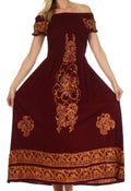 Sakkas Leilani Batik Maxi Dress#color_Chocolate/Gold