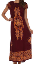 Sakkas Leilani Batik Maxi Dress#color_Chocolate/Khaki