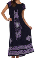 Sakkas Leilani Batik Maxi Dress#color_Navy/Purple
