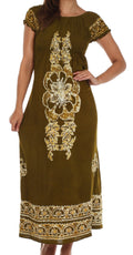 Sakkas Leilani Batik Maxi Dress#color_Olive/Cream