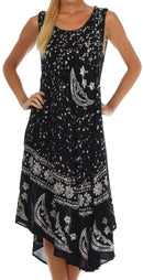 Sakkas Moon and Stars Batik Caftan Tank Dress / Cover Up