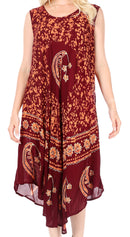 Sakkas Moon and Stars Batik Caftan Tank Dress / Cover Up