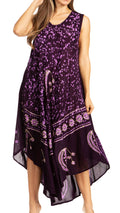 Sakkas Moon and Stars Batik Caftan Tank Dress / Cover Up#color_Purple