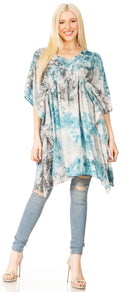 Sakkas Marcy Women's Caftan Top Tunic Dress V neck Loose Summer Boho Swing Coverup
