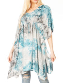 Sakkas Marcy Women's Caftan Top Tunic Dress V neck Loose Summer Boho Swing Coverup