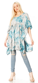 Sakkas Marcy Women's Caftan Top Tunic Dress V neck Loose Summer Boho Swing Coverup