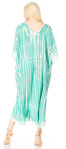 Sakkas Maitte Women's V neck Caftan Dress Cover-up Beach Print Kaftan Long Boho
