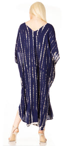 Sakkas Maitte Women's V neck Caftan Dress Cover-up Beach Print Kaftan Long Boho