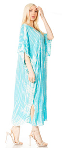 Sakkas Maitte Women's V neck Caftan Dress Cover-up Beach Print Kaftan Long Boho