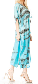 Sakkas Maitte Women's V neck Caftan Dress Cover-up Beach Print Kaftan Long Boho