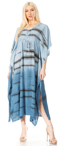 Sakkas Maitte Women's V neck Caftan Dress Cover-up Beach Print Kaftan Long Boho