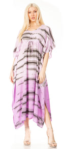 Sakkas Maitte Women's V neck Caftan Dress Cover-up Beach Print Kaftan Long Boho