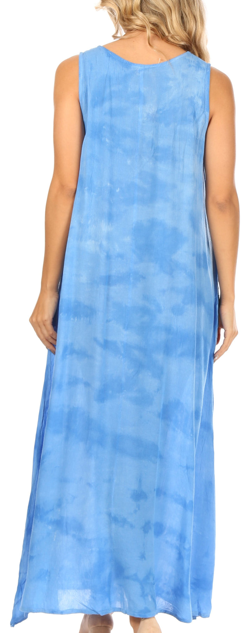 Sakkas Leonor Women's Maxi Sleeveless Tank Long Print Dress with Pockets and Ties
