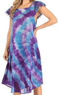 Sakkas Trila Women's Casual Summer Lace Boho Short Sleeve Midi Loose Dress Flowy#color_BluePurple