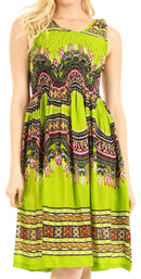 Sakkas Darcia Women's Casual Summer Cocktail Elastic Stretchy Dashiki Print Dress