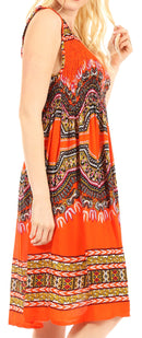 Sakkas Darcia Women's Casual Summer Cocktail Elastic Stretchy Dashiki Print Dress