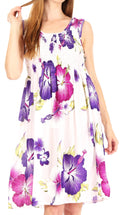Sakkas Murni Women's Casual Summer Cocktail Elastic Stretchy Floral Print Dress#color_W-Purple