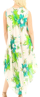 Sakkas Aba Women's Casual Summer Floral Print Sleeveless Loose Dress Cover-up