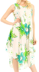 Sakkas Clara Women's Casual Summer Sleeveless Sundress Loose Floral Print Dress