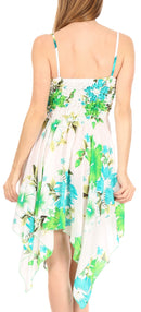 Sakkas Kiera Women's Tube Spaghetti Strap Floral Print Summer Casual Short Dress