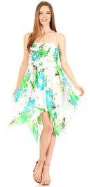 Sakkas Kiera Women's Tube Spaghetti Strap Floral Print Summer Casual Short Dress