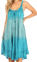 Sakkas Irina Women's Midi Corset Summer Casual Spaghetti Strap Dress Flared Light#color_2368-Turquoise