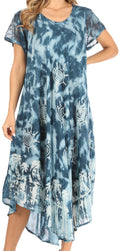 Sakkas Cindy Women's Casual Maxi Short Sleeve Flared Loose Caftan Dress Cover-up#color_2434-grey