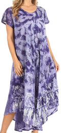 Sakkas Cindy Women's Casual Maxi Short Sleeve Flared Loose Caftan Dress Cover-up#color_2434-Purple