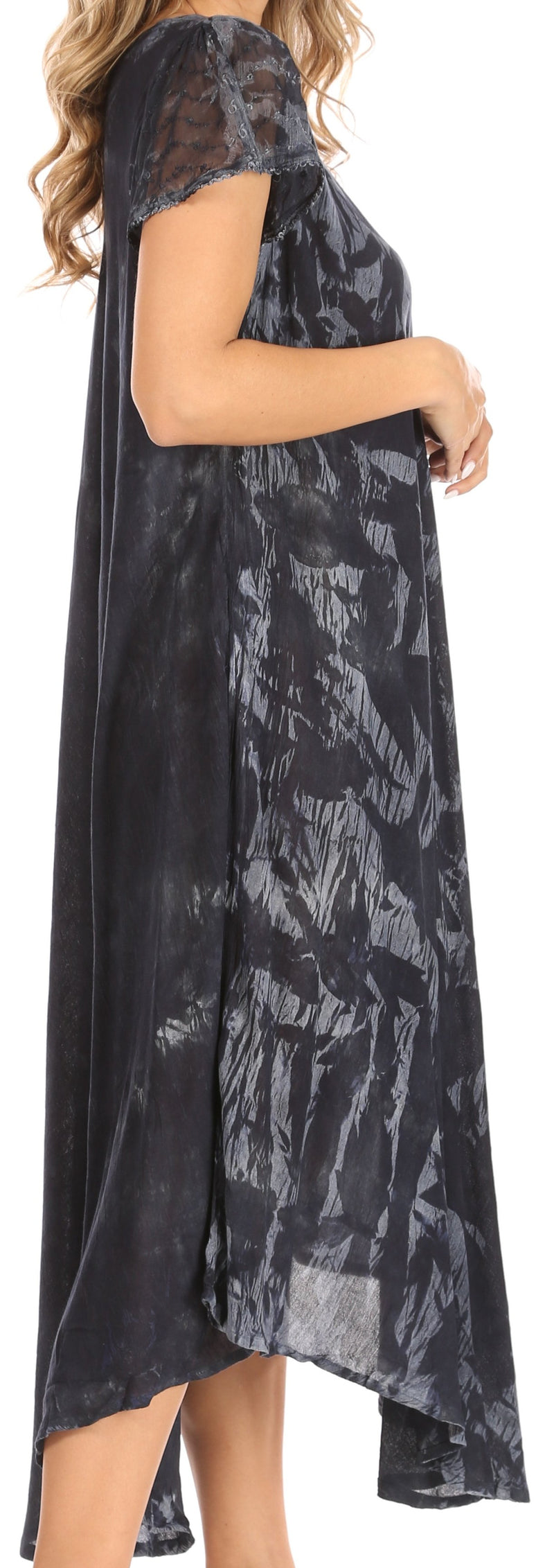 Sakkas Cindy Women's Casual Maxi Short Sleeve Flared Loose Caftan Dress Cover-up