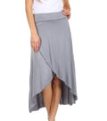 Sakkas Soft Jersey Feel Solid Color Strapless High Low Dress / Skirt#color_Grey
