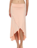 Sakkas Soft Jersey Feel Solid Color Strapless High Low Dress / Skirt#color_LightPeach