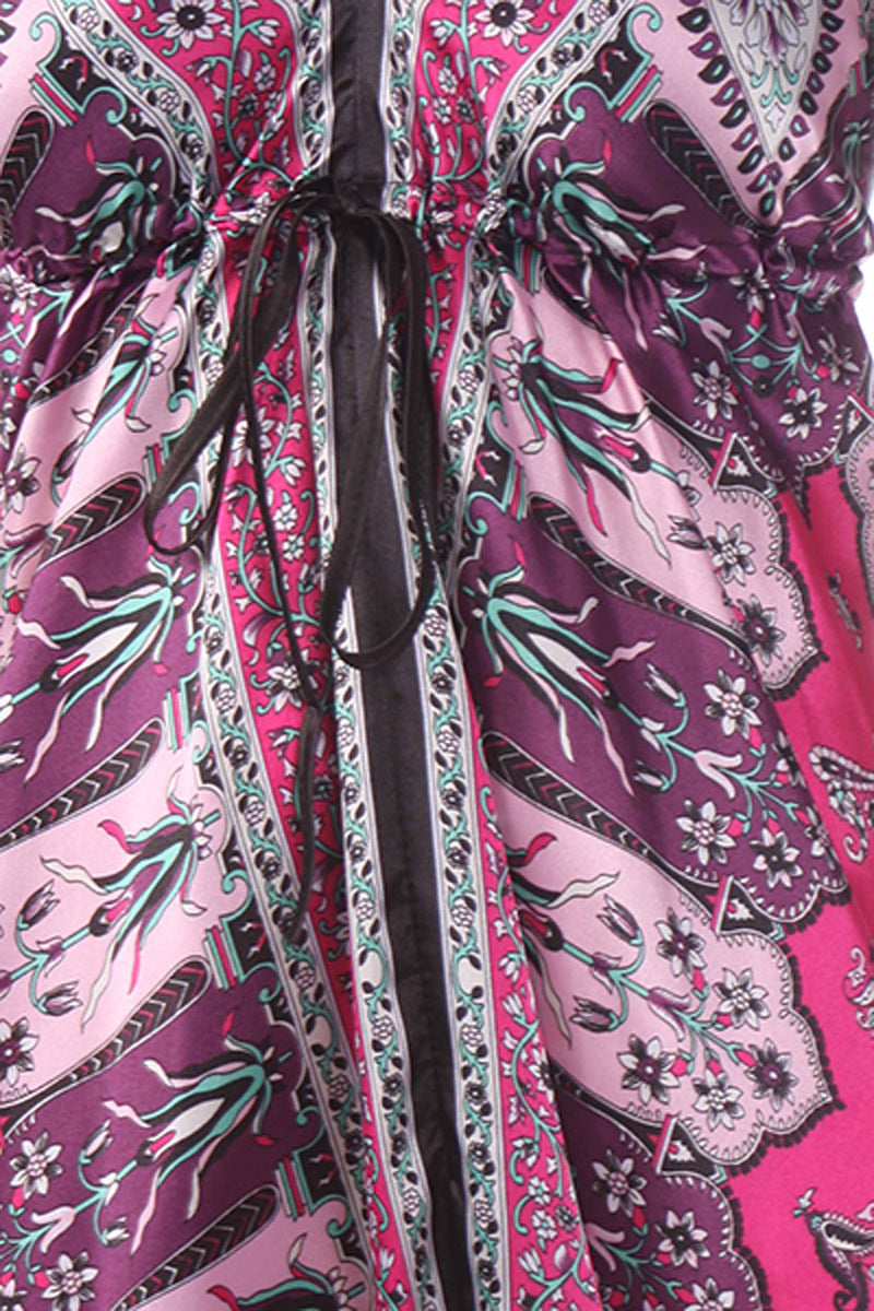 Silk Feel Handkerchief Hem Criss Cross Back Adjustable Maxi / Long Dress