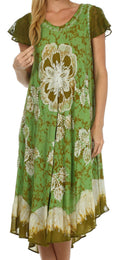 Sakkas Aloha Floral Caftan Dress#color_Avocado/Olive