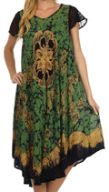 Sakkas Aloha Floral Caftan Dress#color_Black/Green