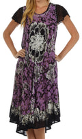 Sakkas Aloha Floral Caftan Dress#color_Black/Purple
