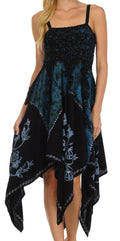 Sakkas Amara Batik Handkerchief Hem Dress#color_Black/Blue