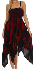 Sakkas Amara Batik Handkerchief Hem Dress#color_Black/Red