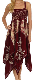 Sakkas Amara Batik Handkerchief Hem Dress#color_Chocolate/Cream