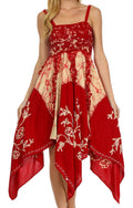 Sakkas Amara Batik Handkerchief Hem Dress#color_Red/Cream