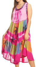 Sakkas Palm Tree Tie Dye Caftan Dress / Cover Up#color_Pink
