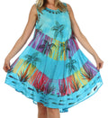 Sakkas Palm Tree Tie Dye Caftan Dress / Cover Up#color_Turquoise