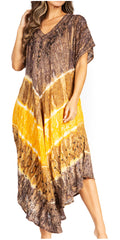 Sakkas Viveka Embroidered Caftan Dress#color_18-RussetBrown