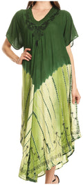 Sakkas Viveka Embroidered Caftan Dress#color_ForestGreen