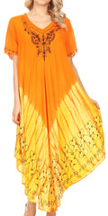 Sakkas Viveka Embroidered Caftan Dress#color_Orange