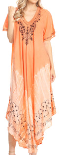 Sakkas Viveka Embroidered Caftan Dress#color_Peach