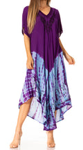 Sakkas Viveka Embroidered Caftan Dress#color_Purple/Blue